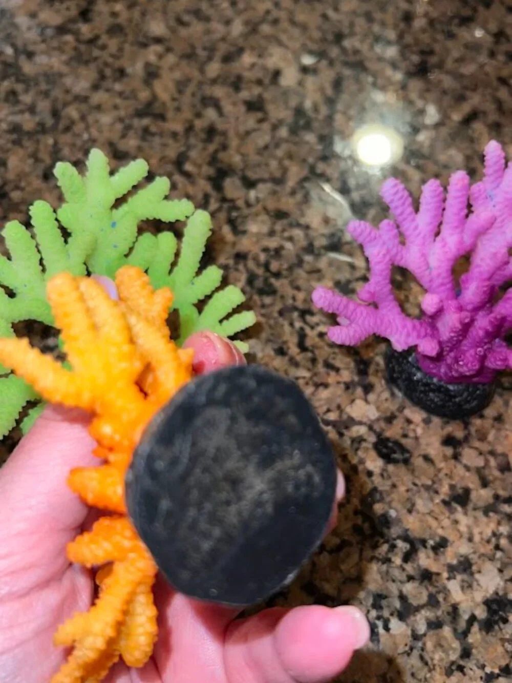 Neon colored coral reef, set of 3, plastic fish tank decoration